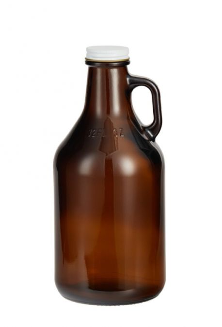 More information about product Amber Growler 32oz w/ White Metal Lid